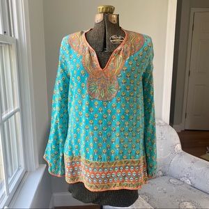 Tolani 100% Silk Boho Floral Blouse / Tunic